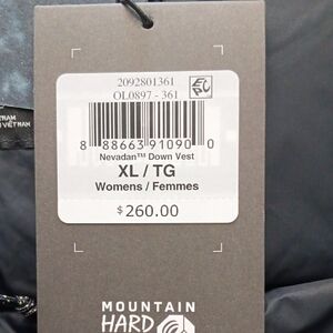 Mountain Hardwear Nevadan Camo Black Down Vest Women Xl